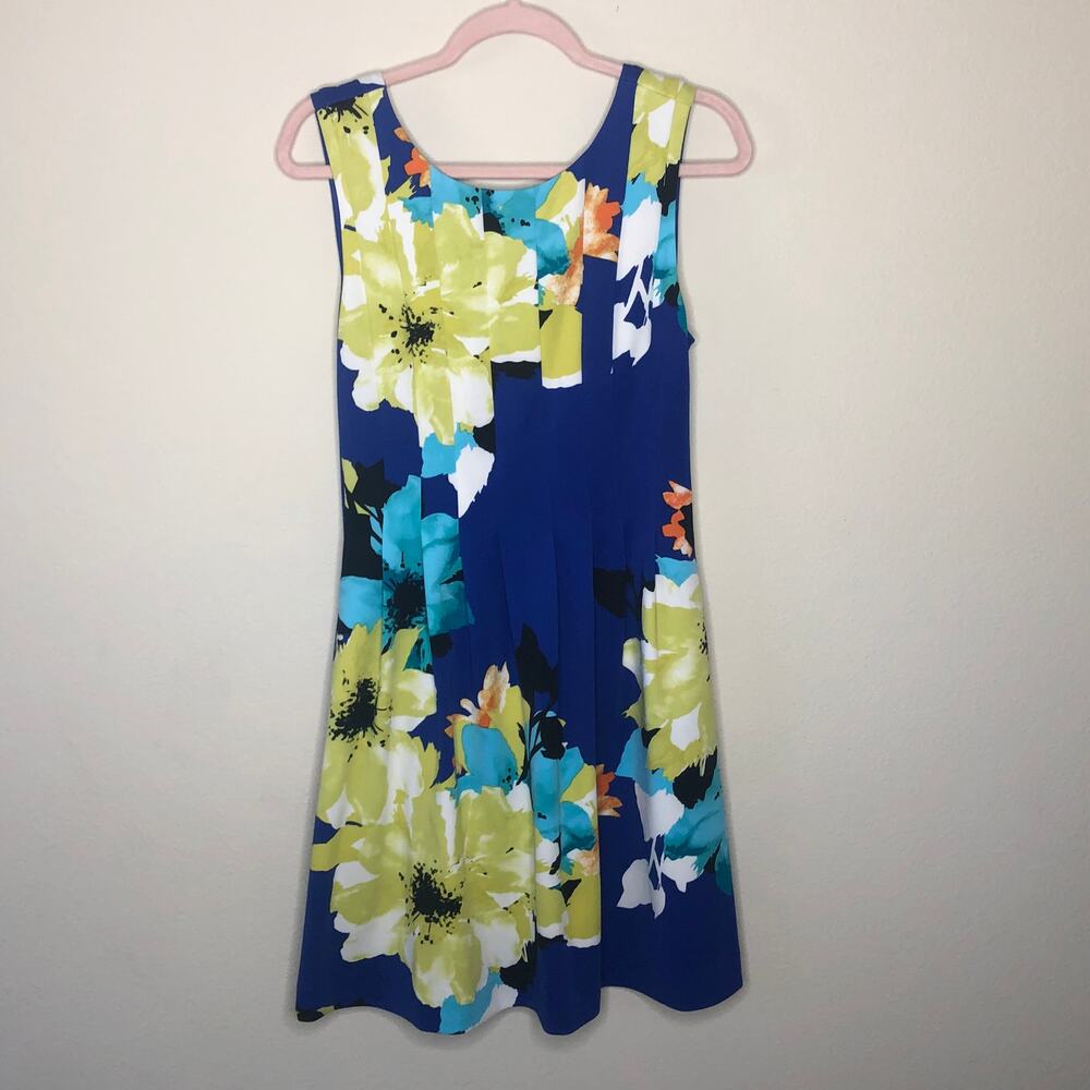 Vince Camuto Blue Floral Flare Dress 8